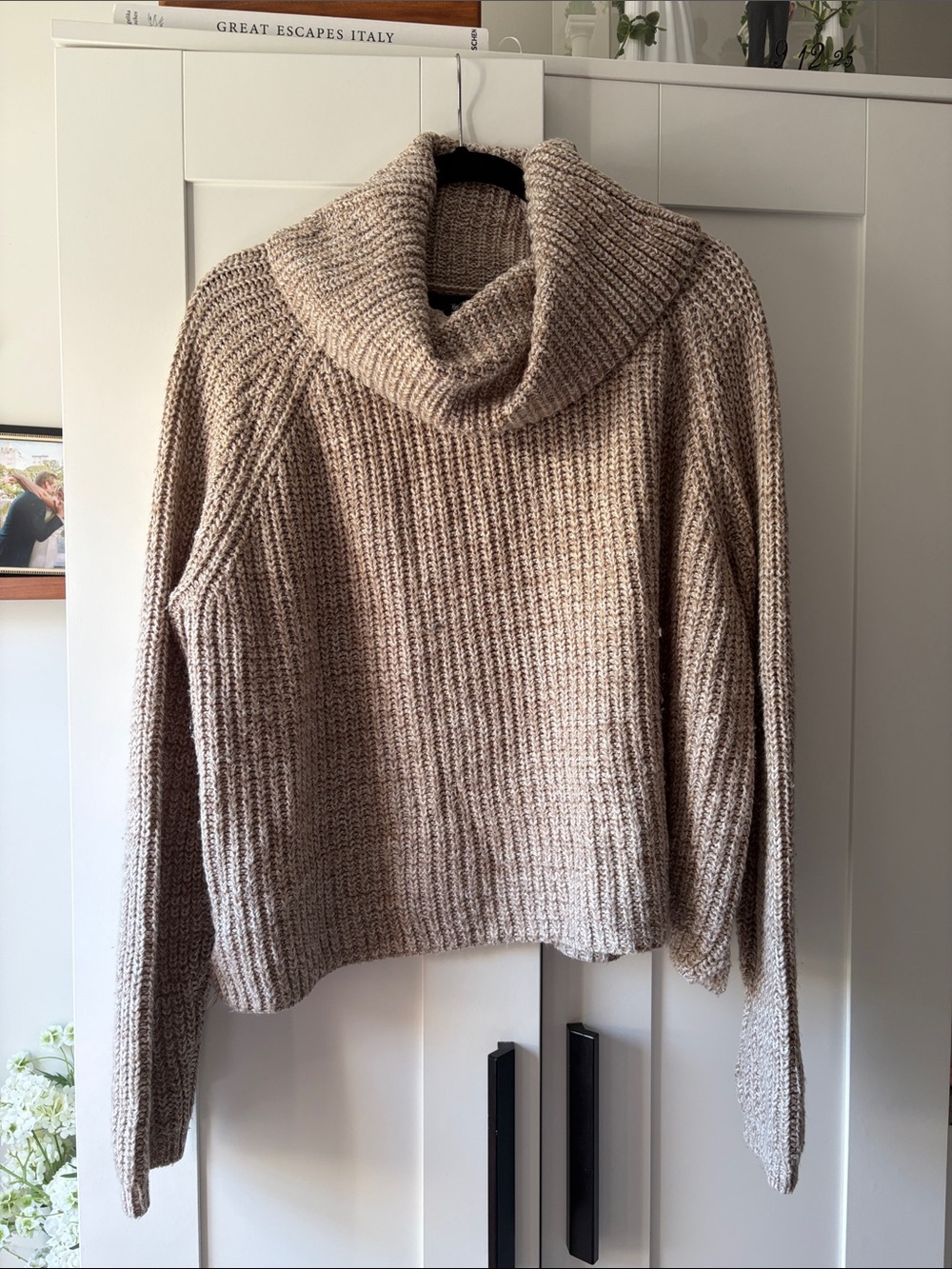 Mossimo Beige Cowl Neck Ribbed Sweater